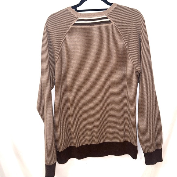 Old Navy Sweater Mens Large Argyle Brown Striped Long Sleeves 100% Cotton - Picture 2 of 8